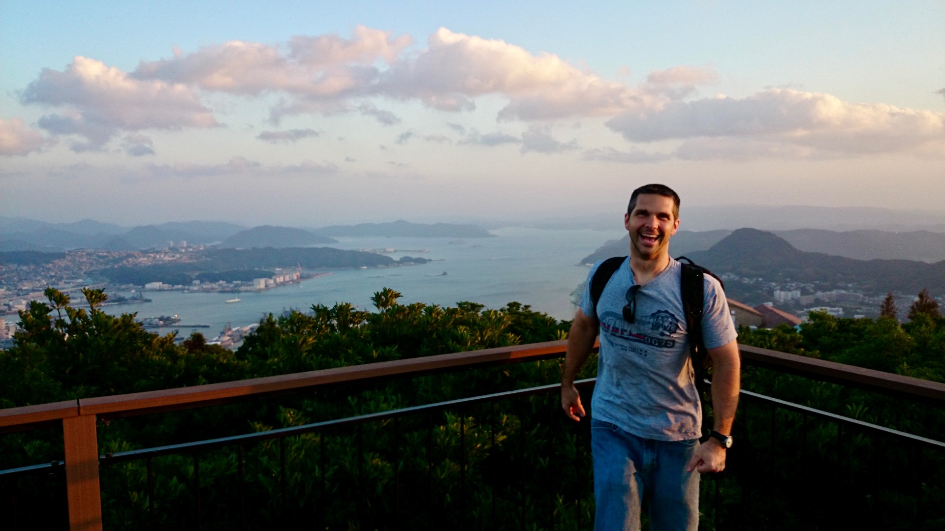 Overlooking a bay at golden hour